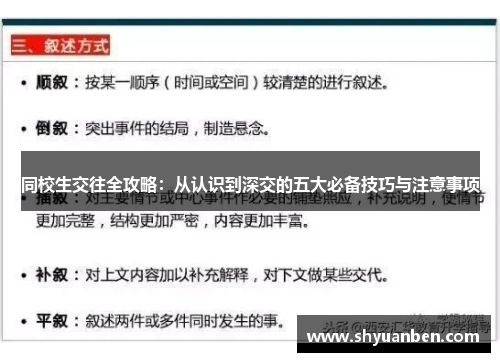 同校生交往全攻略：从认识到深交的五大必备技巧与注意事项